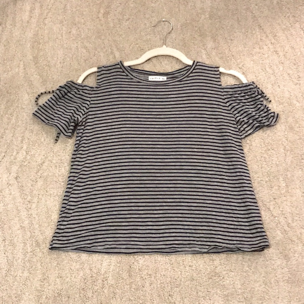 Gray and Black shoulder-less top